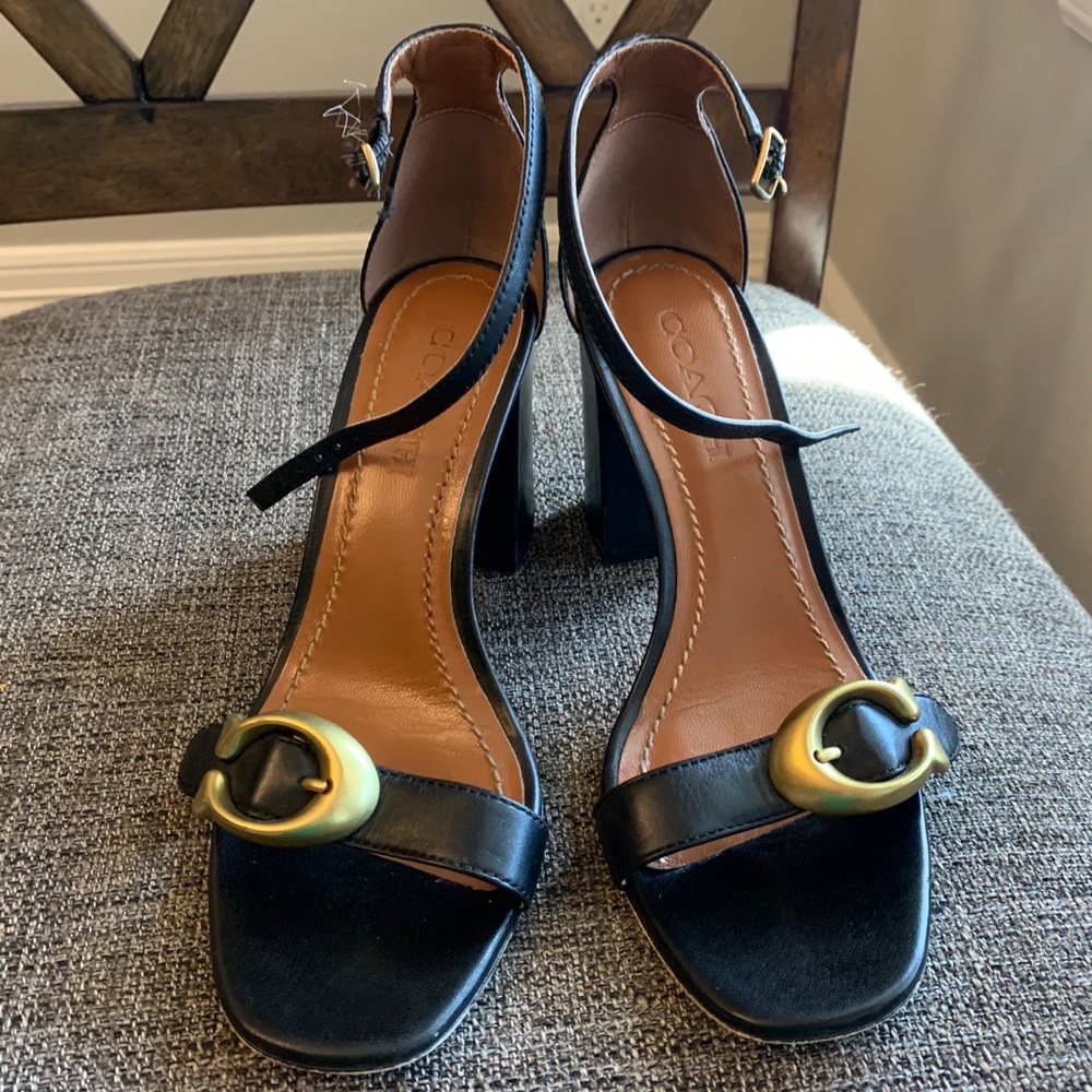 Coach C-buckle strap heels